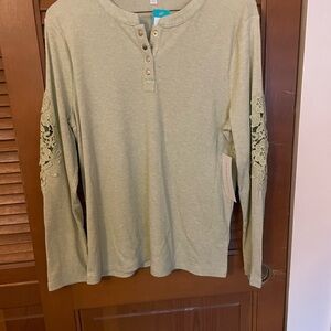 Design History Sage Ribbed Top